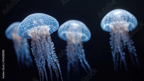 4K Realistic Irukandji jellyfish, tiny but deadly, scientific diagram with size comparison, photo