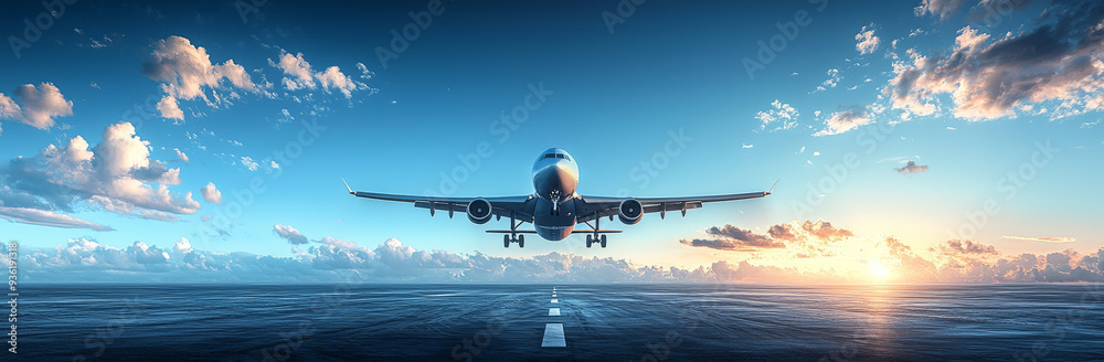 Obraz premium 旅客機・飛行機・青空