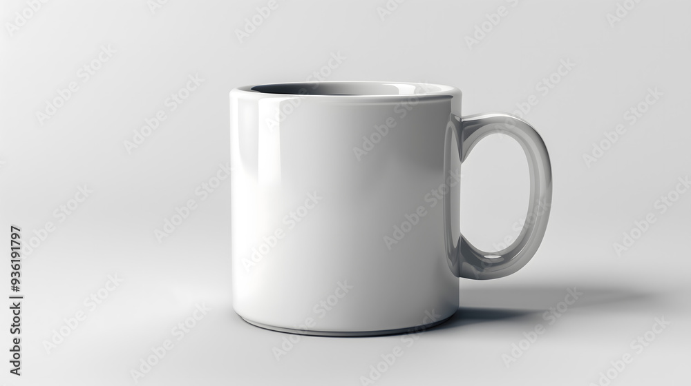 Minimalist White Coffee Mug on a Pure White Background
