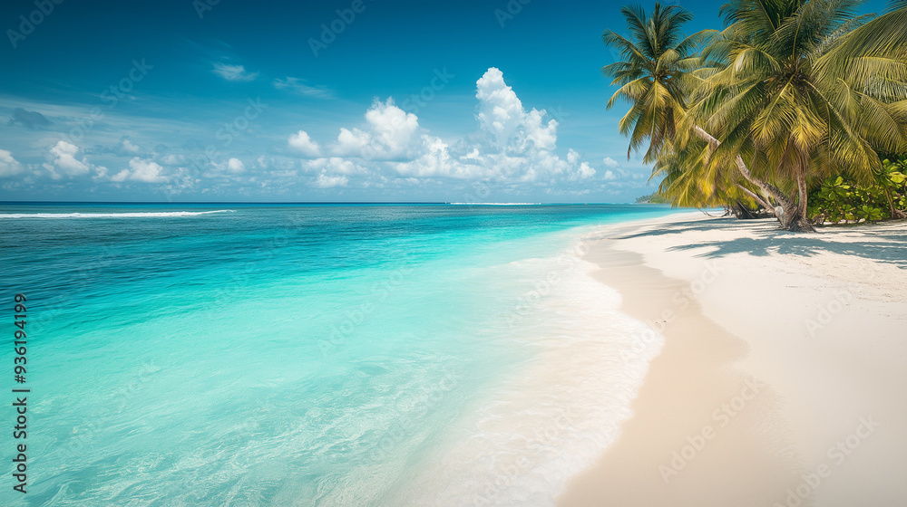 Paradise Awaits: Clear Blue Waters and White Sand Beach, Ready for Your Message Paradise Awaits: Clear Blue Waters and White Sand Beach, Ready for Your Message