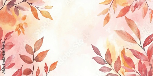 aesthetic autumn inspired autumn watercolor background with leaves