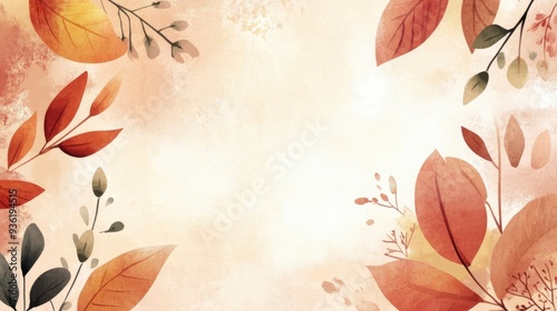 aesthetic autumn inspired autumn watercolor background with leaves
