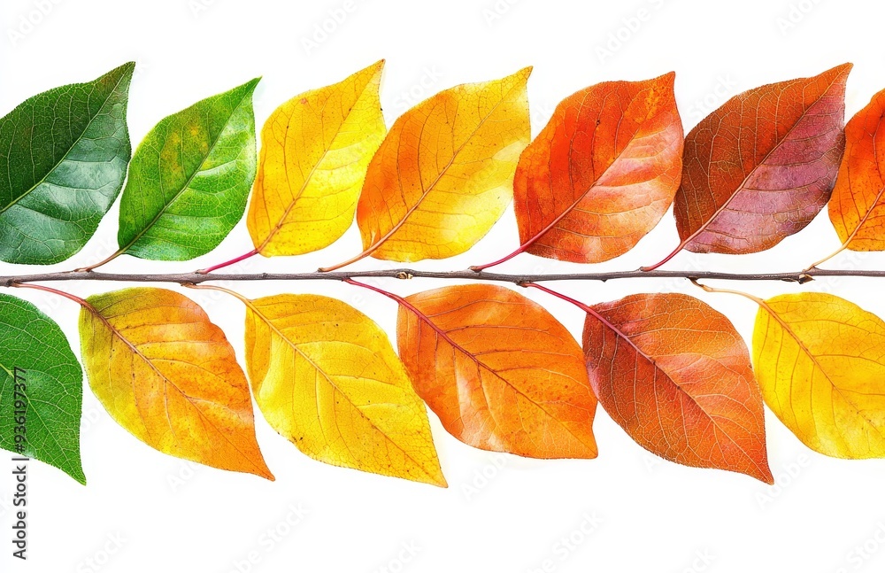 Naklejka premium Colorful autumn maple leaves on a white background.