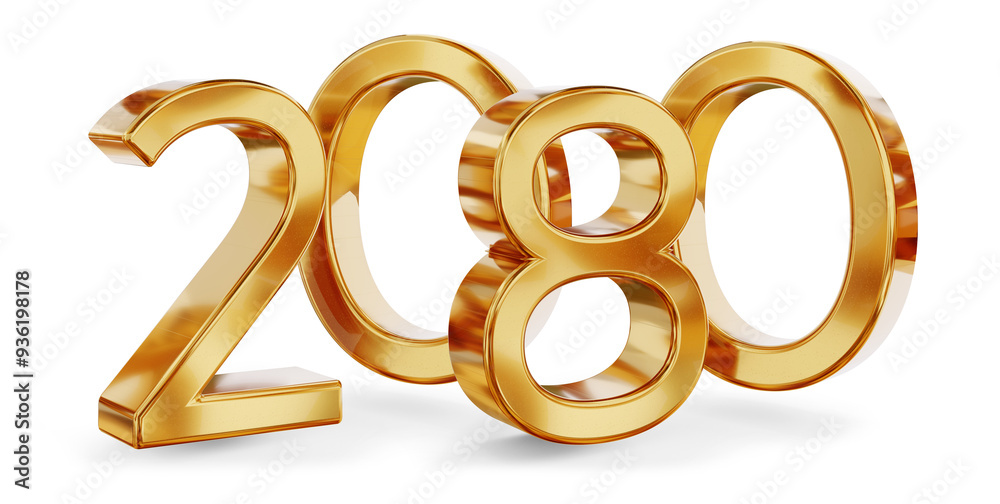 year 2080 golden symbol, 3d-illustration year 2080 golden symbol, 3d-illustration