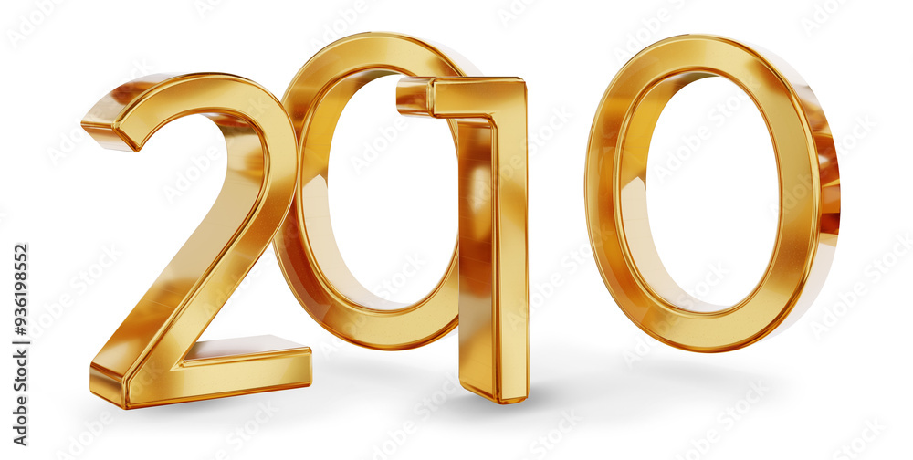 year 2010 golden symbol, 3d-illustration