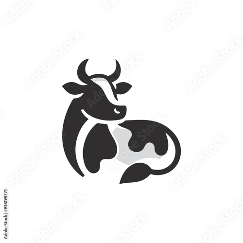 Cow Logo. Cow farm product logo design vector. Vintage Cattle Angus Beef logo