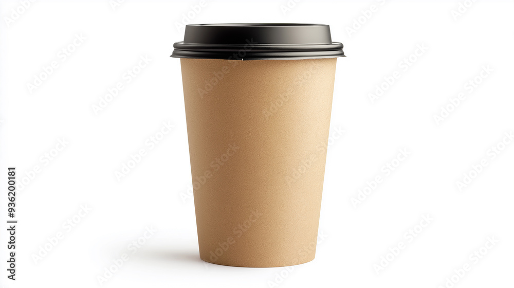 Disposable paper coffee cup standing on white background Disposable paper coffee cup standing on white background