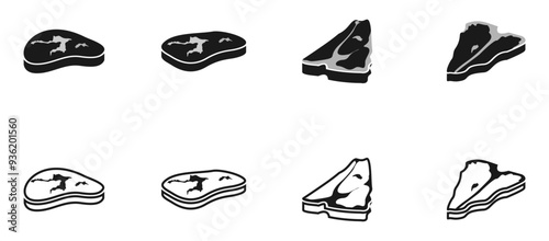 steak icon set vector illustration isolated on white background.