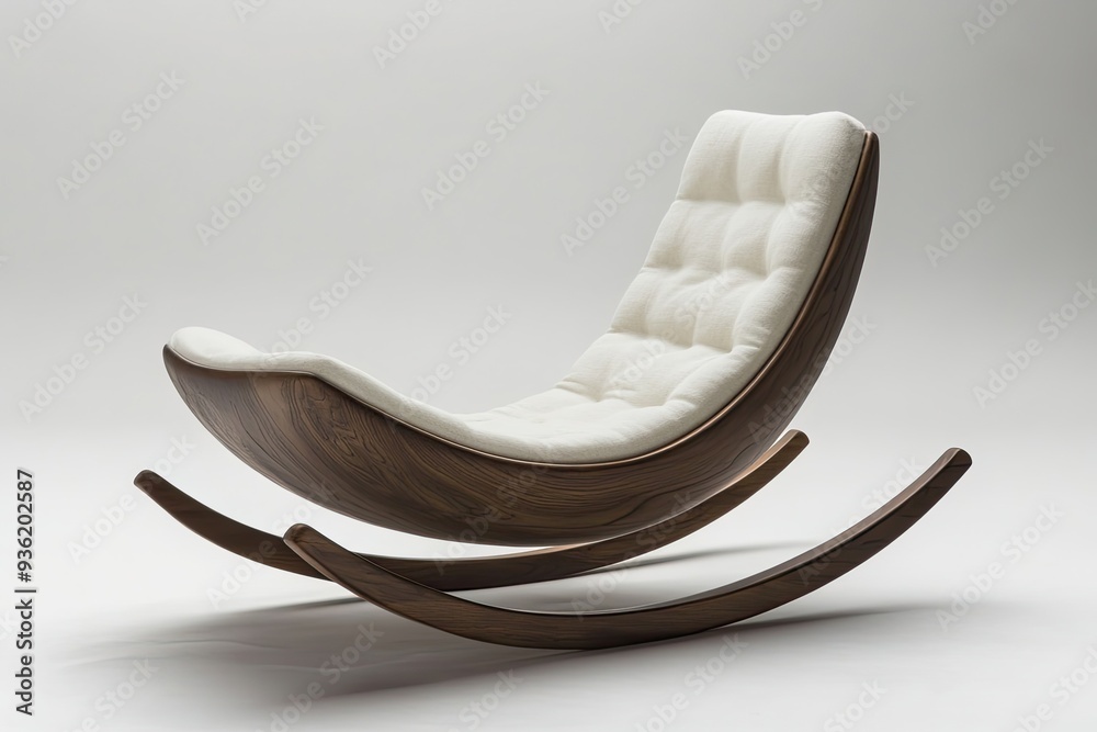 Wooden rocking chair with padded seat Modern design Wooden rocking chair with padded seat Modern design