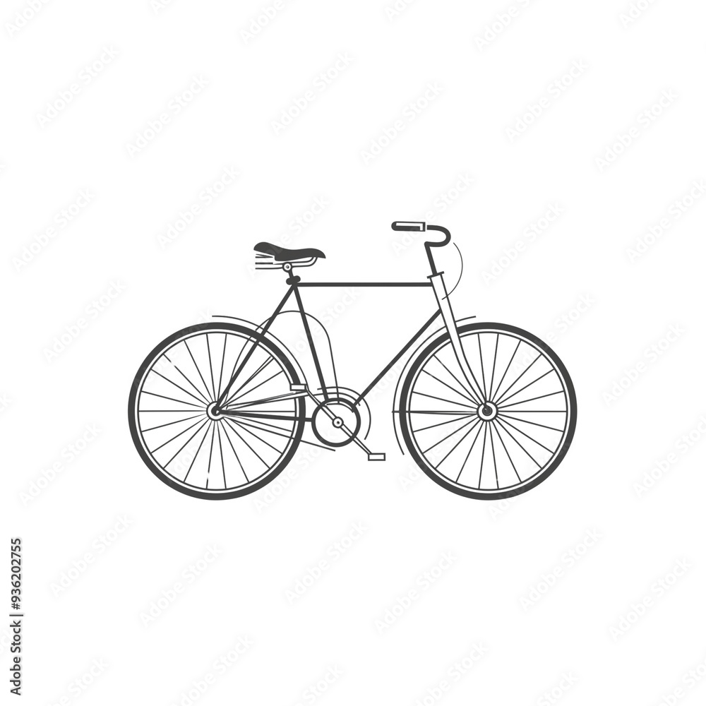 A minimalist bicycle icon in a clean line art style, centered and, isolated on a transparent background A minimalist bicycle icon in a clean line art style, centered and, isolated on a transparent background