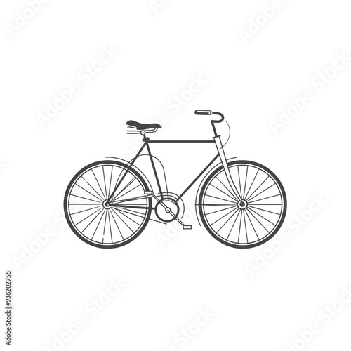 A minimalist bicycle icon in a clean line art style, centered and, isolated on a transparent background