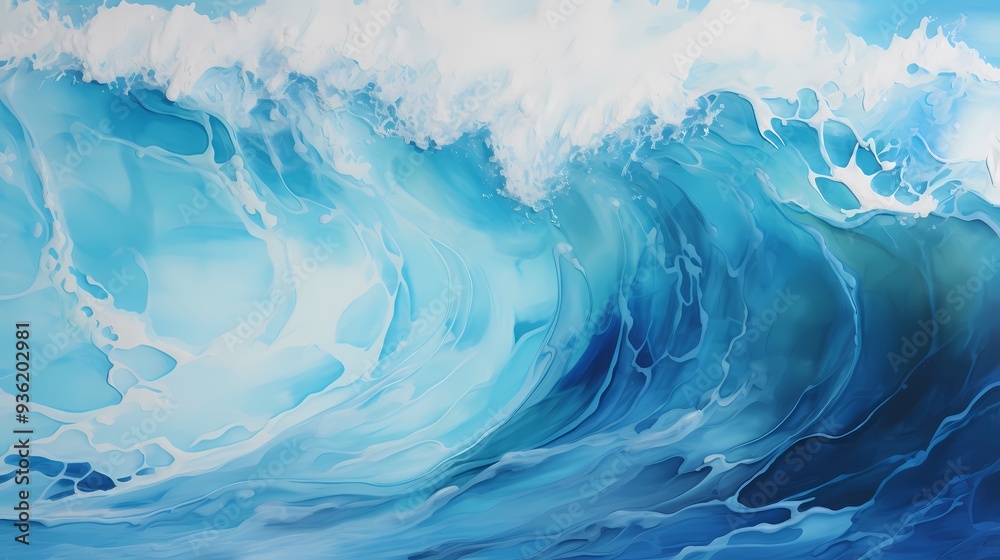 A dynamic ocean wave captured in mid-motion, showcasing vibrant shades of blue and white foam. A dynamic ocean wave captured in mid-motion, showcasing vibrant shades of blue and white foam.