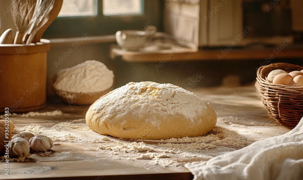Bread dough on a floured surface Bread dough on a floured surface
