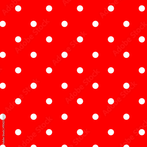 Polka-white dots and a red background pattern.