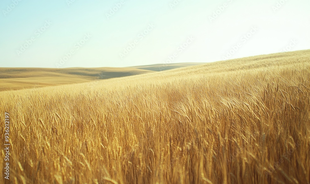 Golden wheat field, rolling landscape Golden wheat field, rolling landscape