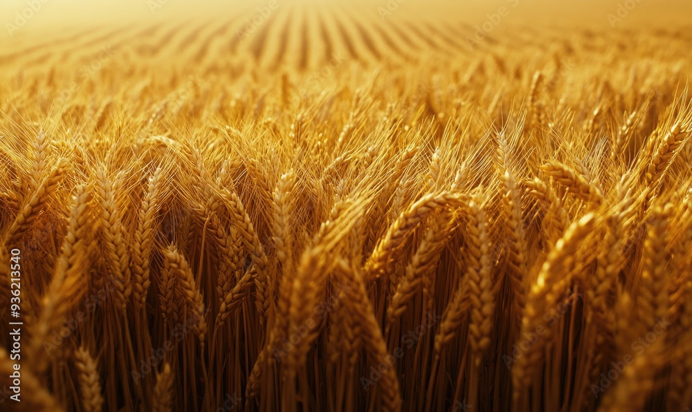 Closeup view on wheat field, golden stalks Closeup view on wheat field, golden stalks