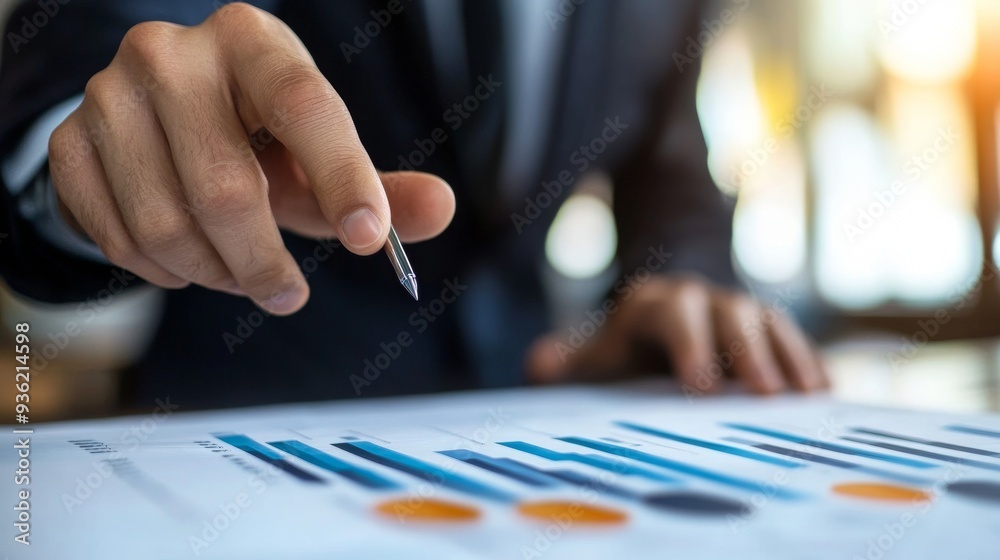 A man points to an increasing graph of sales and profit. A man points to an increasing graph of sales and profit.