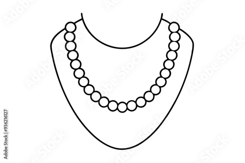 Luxury Pearl necklaces line art vector