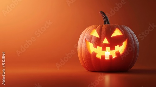 A pumpkin with a candle inside and a smiley face carved on it