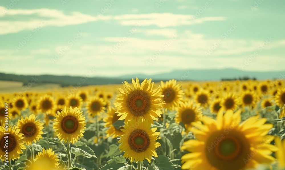 Fototapeta premium Serene sunflower field, tall sunflowers