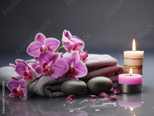 Eyecatching Massage towel and orchids flowers