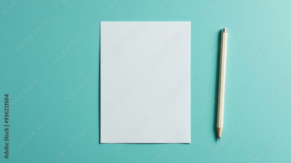 A white sheet of paper sits on a blue and pink background A white sheet of paper sits on a blue and pink background