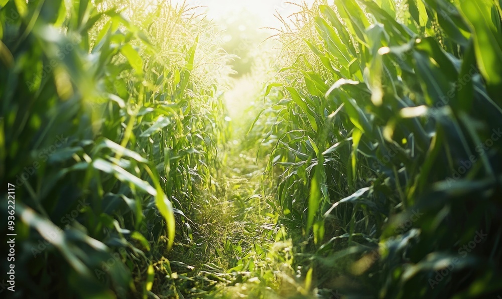 Tranquil cornfield, lush green Tranquil cornfield, lush green