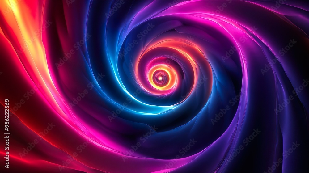 Dynamic neon spiral vortex on a dark background ideal for creating a futuristic wallpaper design Dynamic neon spiral vortex on a dark background ideal for creating a futuristic wallpaper design
