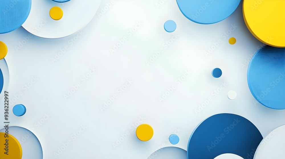 Geometric background in abstract style with blue and yellow shapes on white background