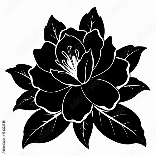 Rhododendron Black silhouette