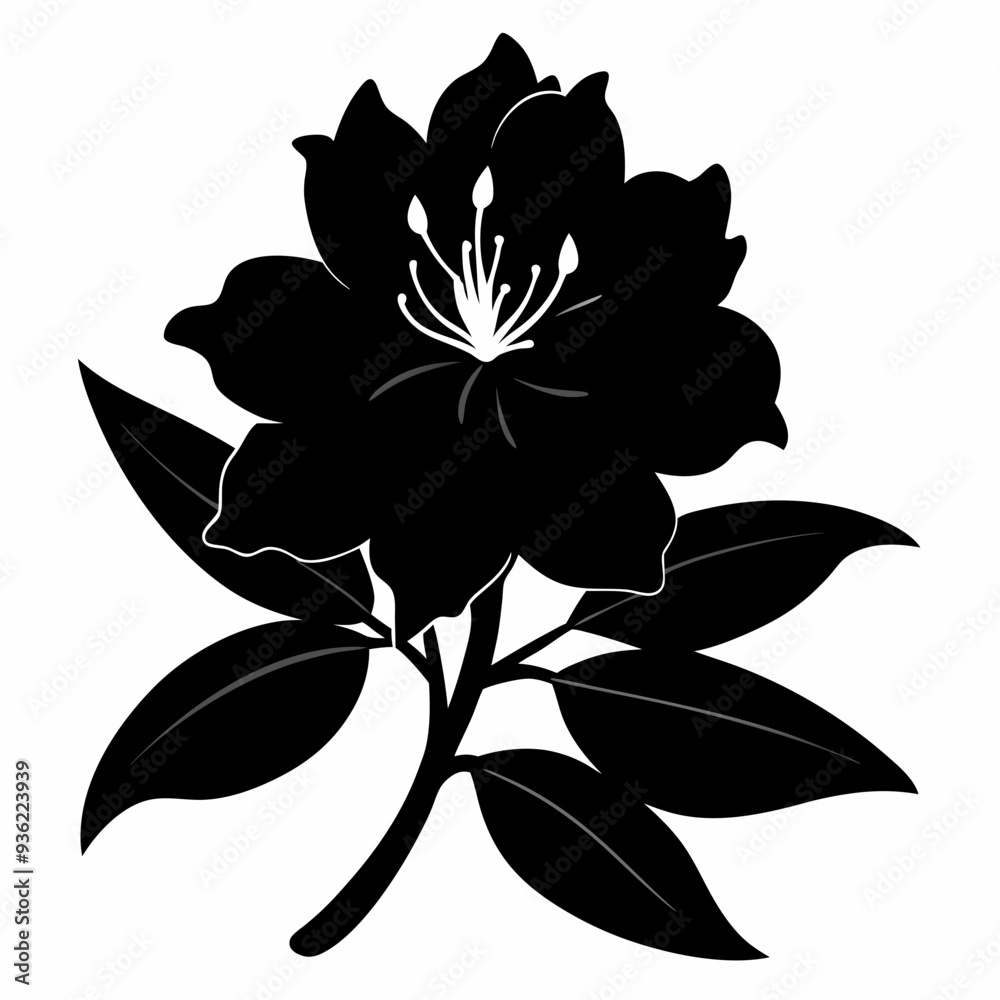 Obraz premium Rhododendron Black silhouette
