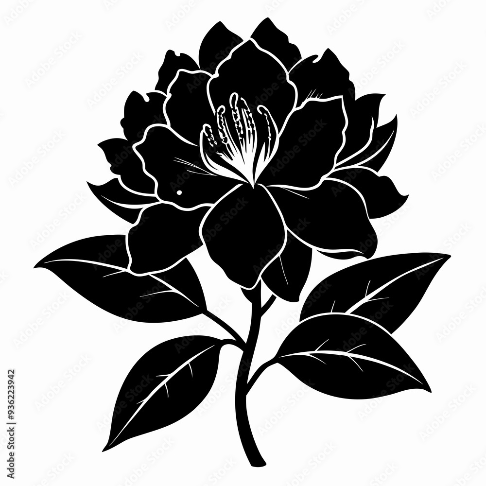 Obraz premium Rhododendron Black silhouette