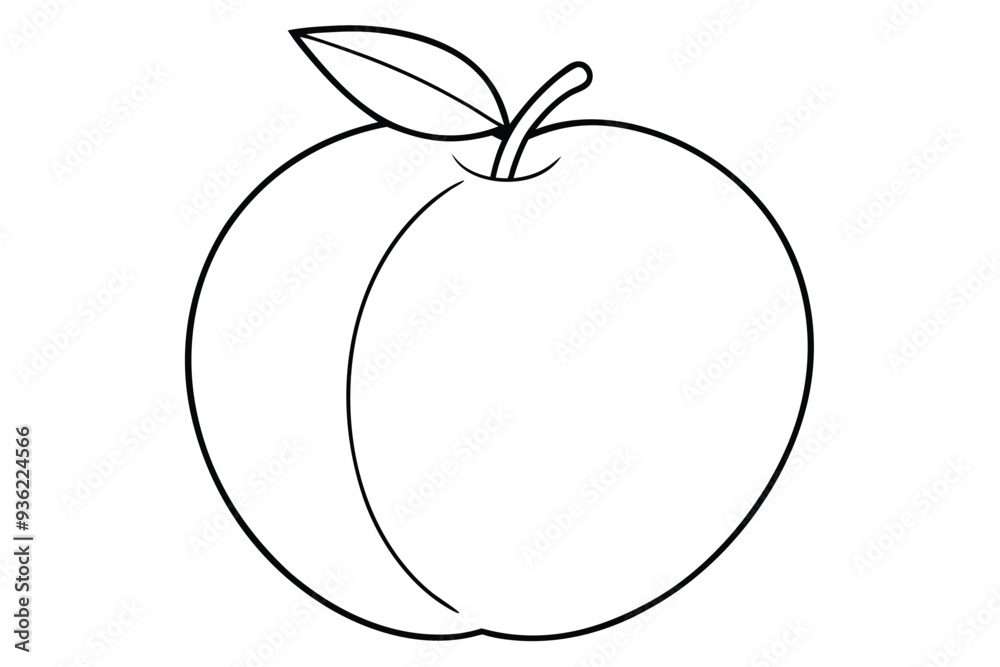 Apple peach line art vector Apple peach line art vector