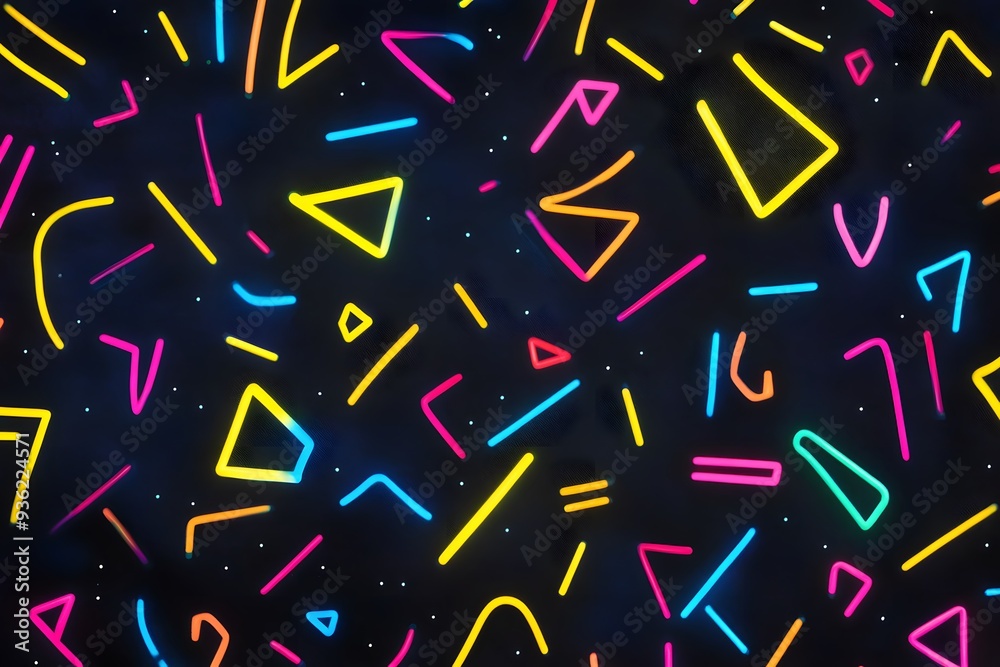 Neon-Muster im 1980er-Jahre-Stil mit lebendigen Farben Neon-Muster im 1980er-Jahre-Stil mit lebendigen Farben