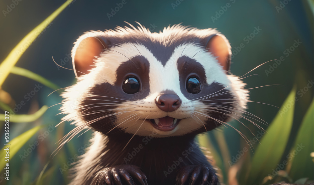 A small, furry animal with large, dark eyes smiles in the sunlight A small, furry animal with large, dark eyes smiles in the sunlight