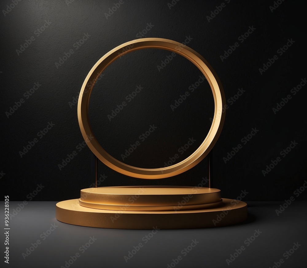 product display background a gold clock with a wooden stand product display background a gold clock with a wooden stand