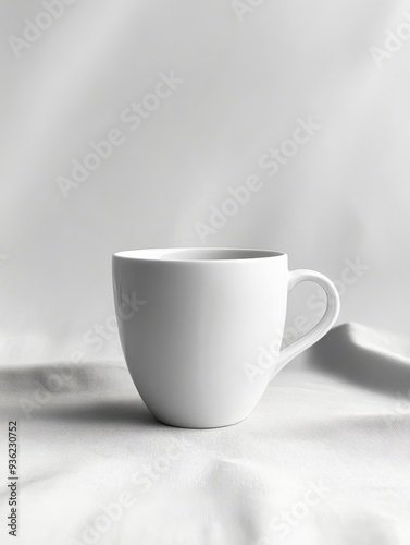 Elegant Coffee Cup Against a Crisp Minimalist White Background, the Essence of Minimalist Photography, Graphic Resources, Wallpapers, Brochure, Advertising,