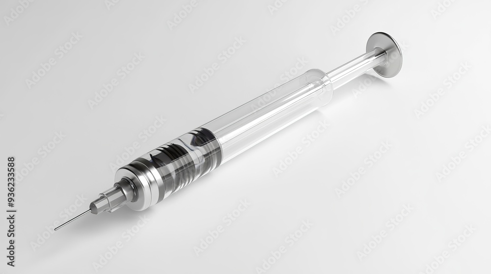 A syringe is shown in a close up A syringe is shown in a close up