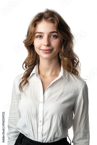 portrait of a smiling business woman - female picture profile - cut out