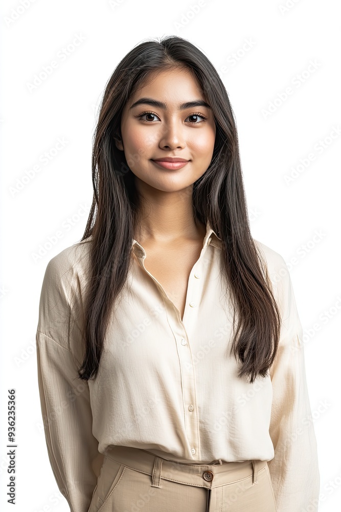 portrait of a smiling business asian woman - female picture profile - cut out portrait of a smiling business asian woman - female picture profile - cut out