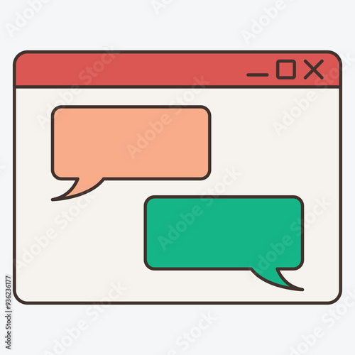 A chat window with two speech bubbles in different colors.