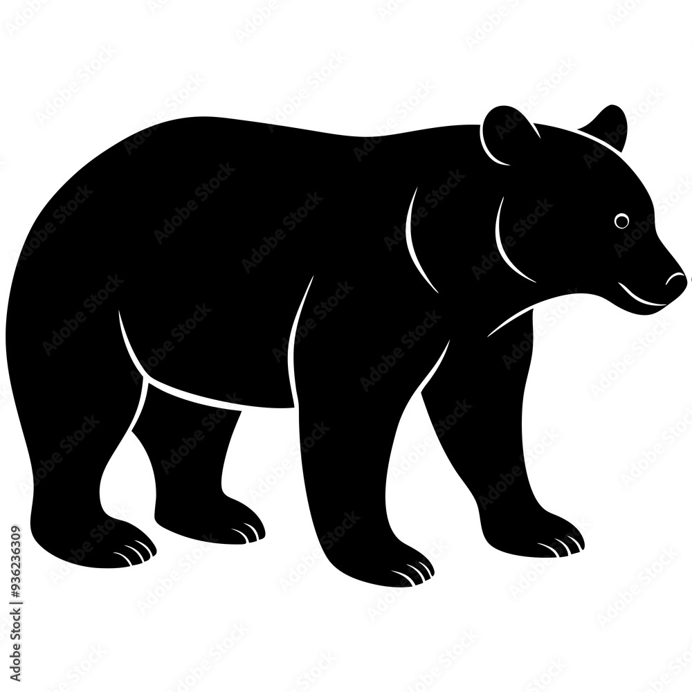 Bear full black silhouette Bear full black silhouette