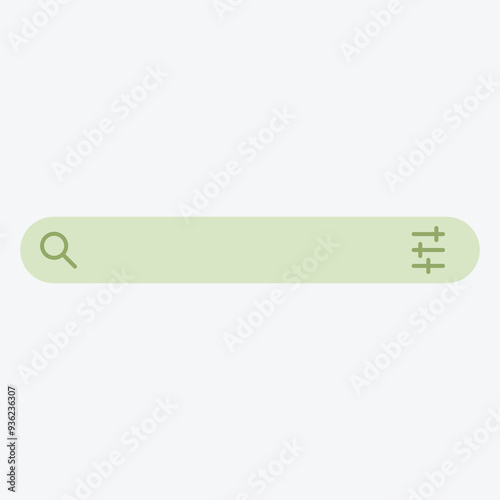 A minimalist search bar design with icons for search and filtering options.