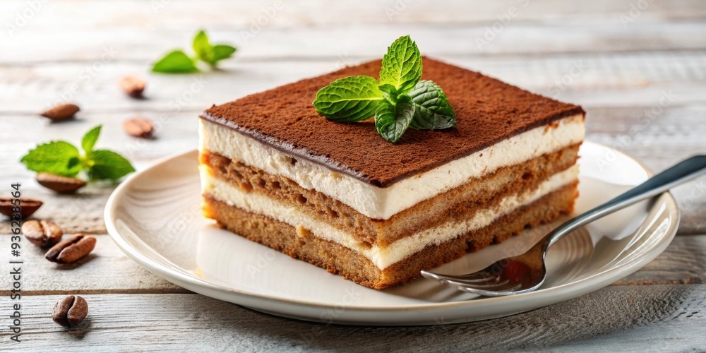 Delicious tiramisu dessert on a white plate, tiramisu, dessert, Italian, creamy, sweet, coffee, cocoa, cake, gourmet Delicious tiramisu dessert on a white plate, tiramisu, dessert, Italian, creamy, sweet, coffee, cocoa, cake, gourmet