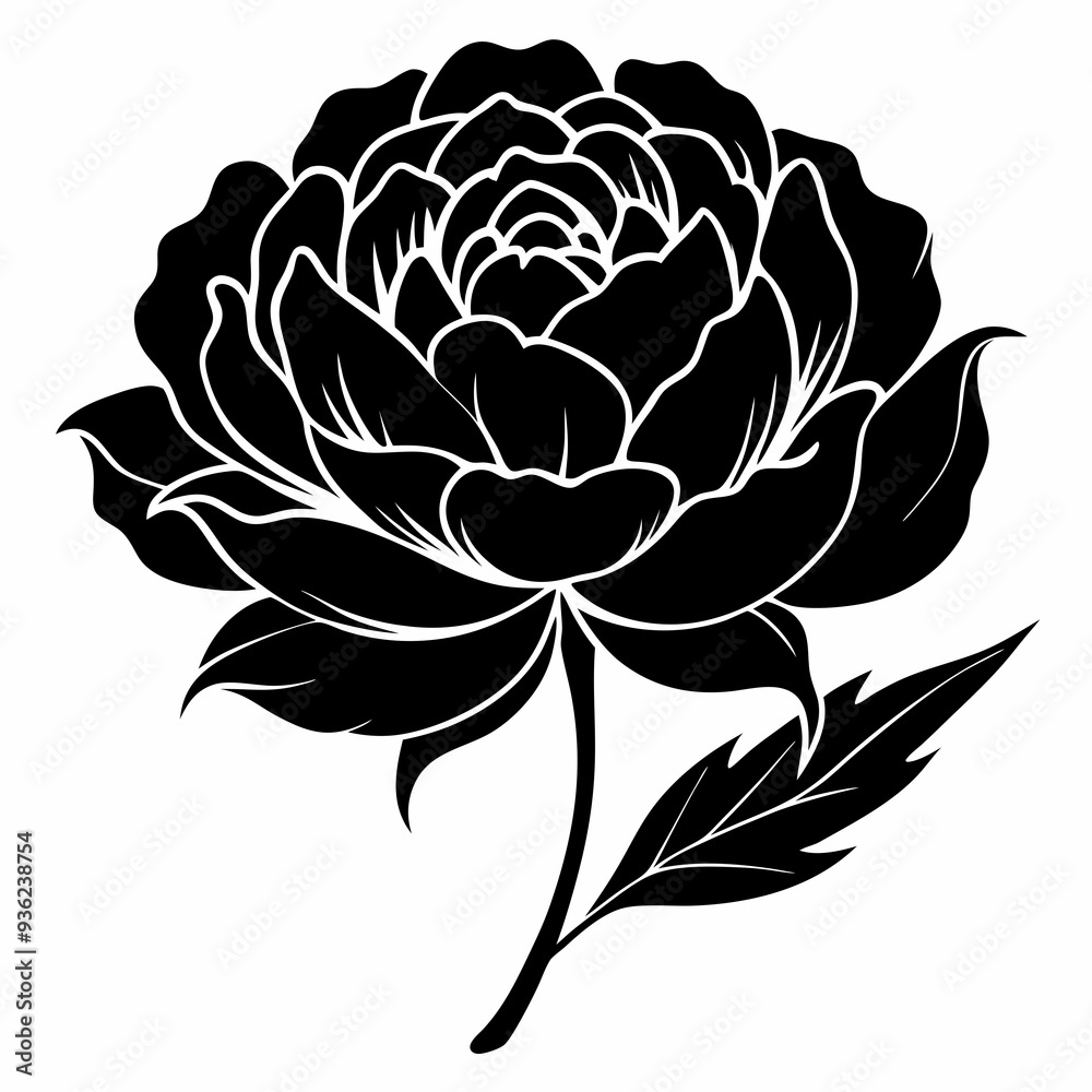 Peony Black silhouette Peony Black silhouette