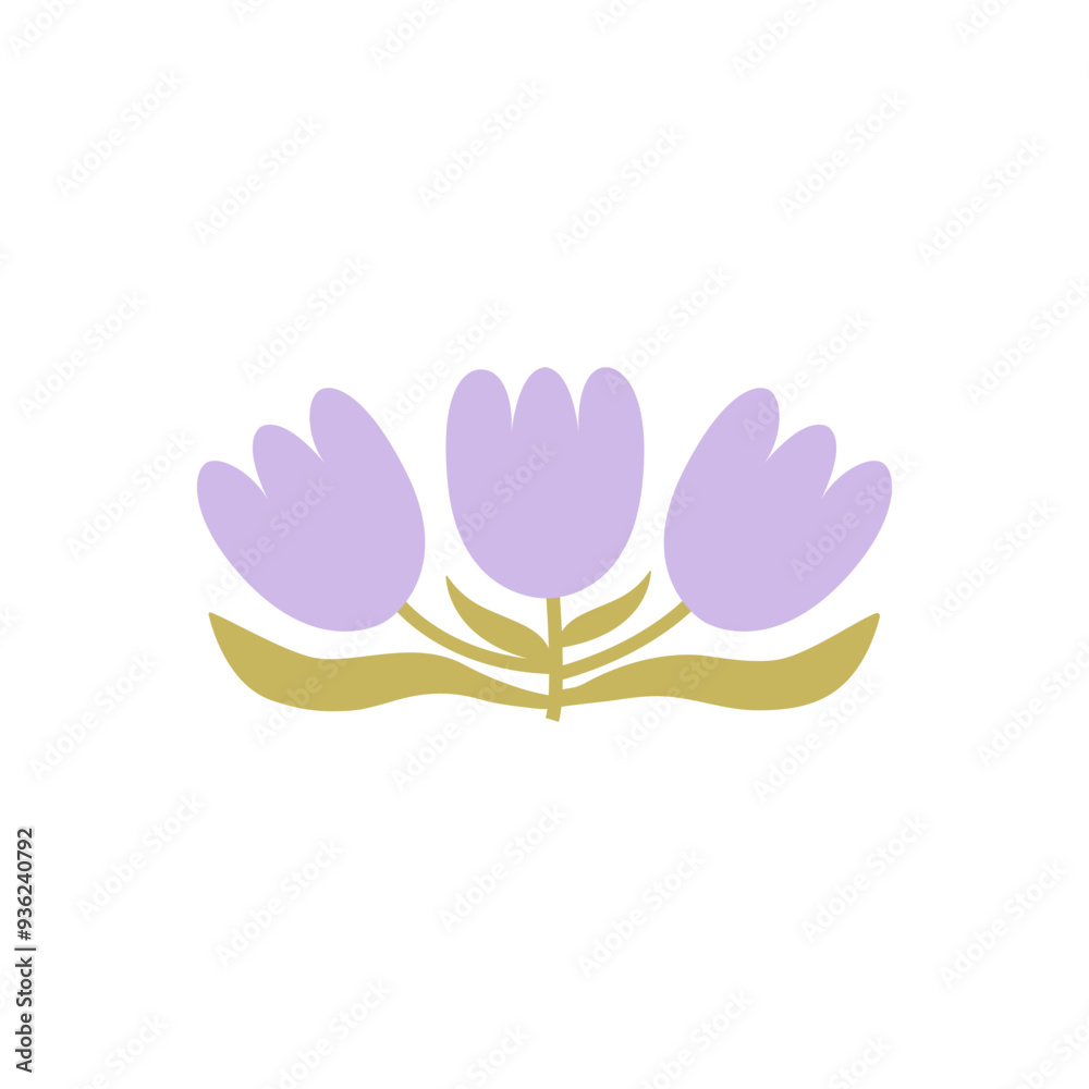 Bouquet of abstract geometric tulip flowers on isolated background. Simple vector flat illustration in retro groovy style Bouquet of abstract geometric tulip flowers on isolated background. Simple vector flat illustration in retro groovy style