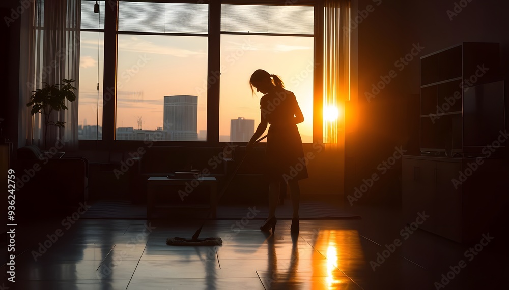 silhouette of a person in the window