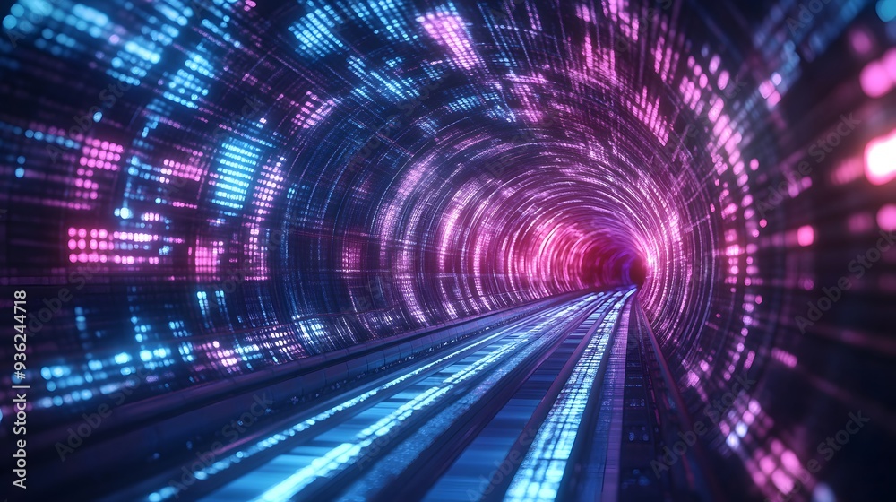 Abstract tunnel, digital immersion, technology convergence, innovative background design, futuristic vibes, 8K Abstract tunnel, digital immersion, technology convergence, innovative background design, futuristic vibes, 8K