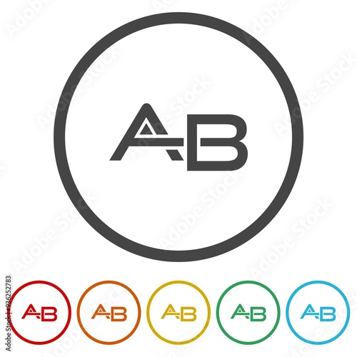 Free Download Letter logo AB . Set icons in color circle buttons - GFXLoad
