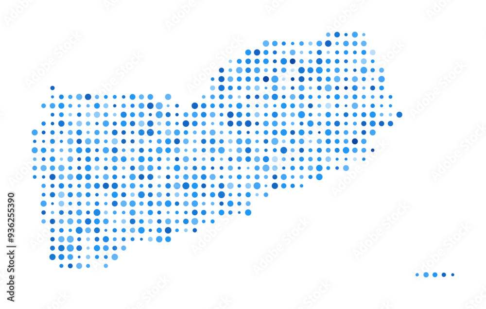 Fototapeta premium Yemen Dot Map. Country Digital Style Shape. Yemen vector image. Country shape blue circular dots. Stylish vector illustration.